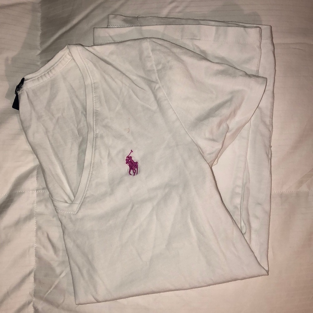 Polo white tee with pink logo